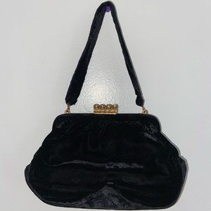 Vintage Castle Purse Black Velvet